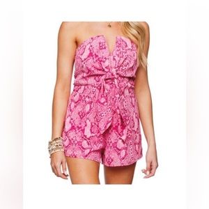 Buddy Love pink snakeskin print romper. Size medium